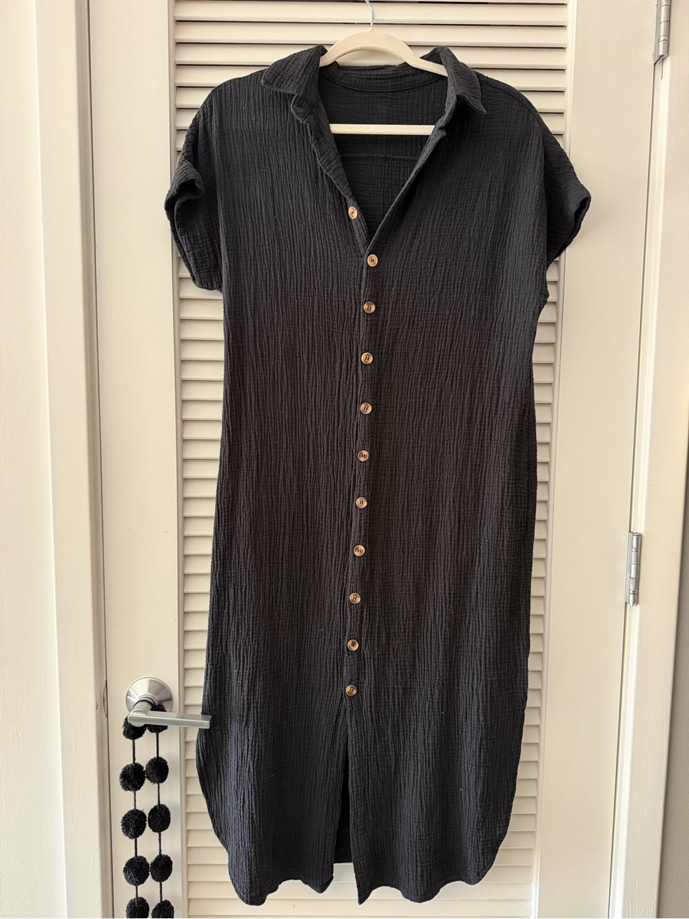 Black Button-Front Shirt Dress